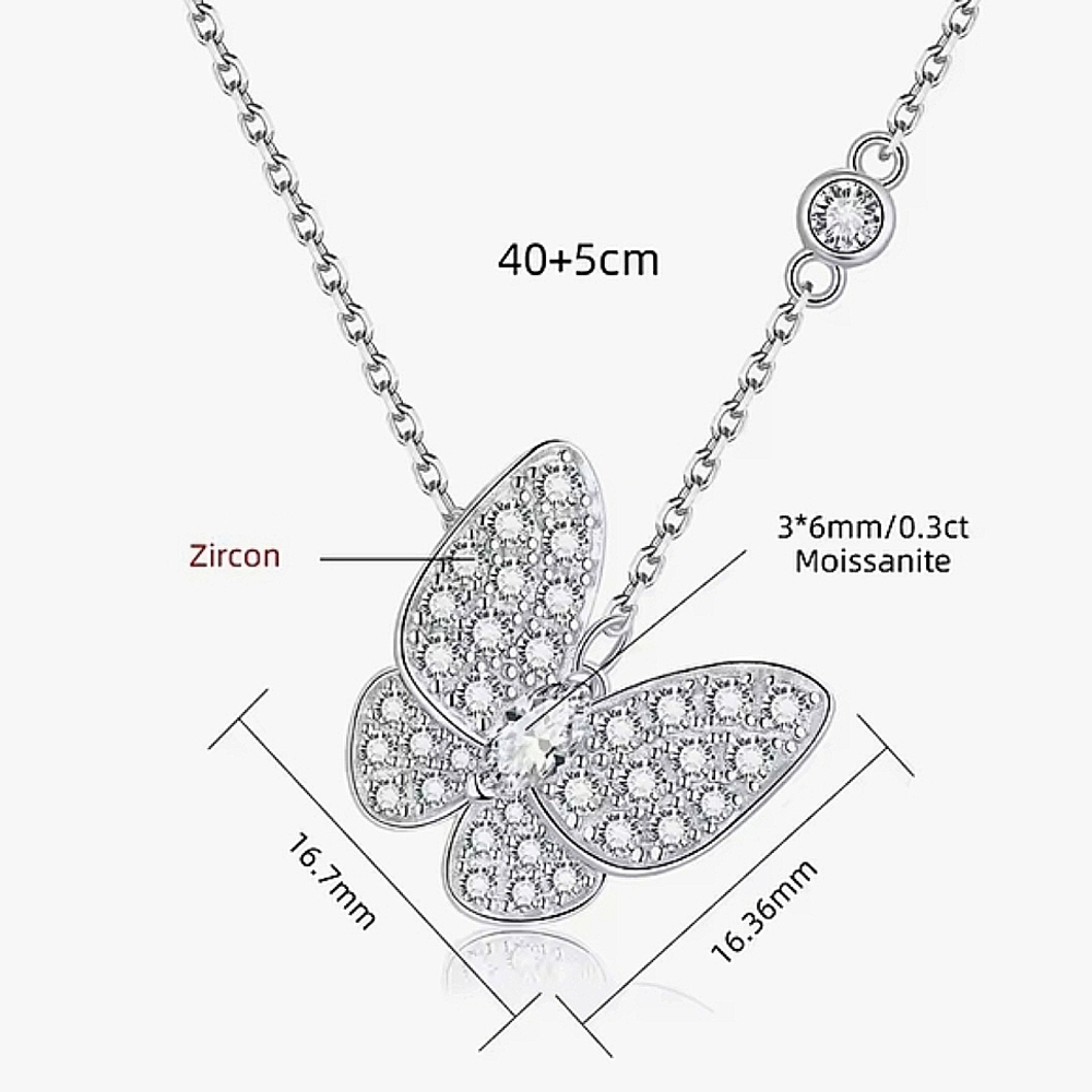 Delicate Silver Choker Necklace with Butterfly Pendant; unbranded nwot - Picture 8 of 8